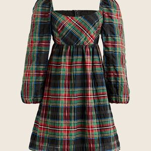 J. Crew Puff-sleeve mini dress in Stewart tartan